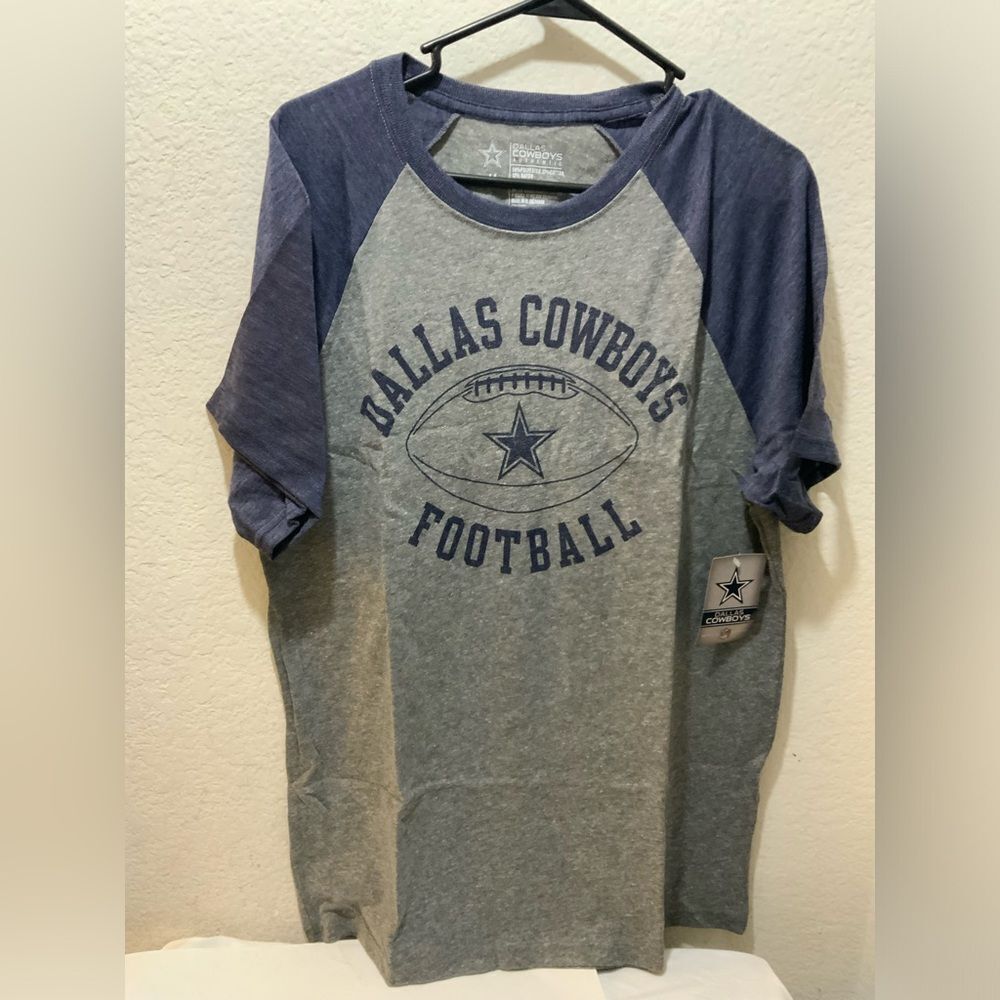 NFL Men's Short Sleeve Raglan Tee - Gray/Navy